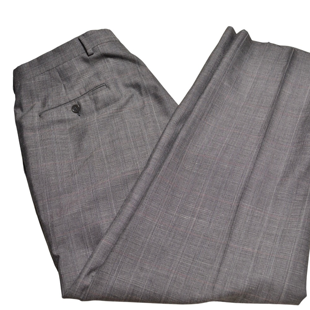 Christian Dior‎ Monsieur Dress Pants Men 35x30 Gray Plaid Vintage Pleated Preppy